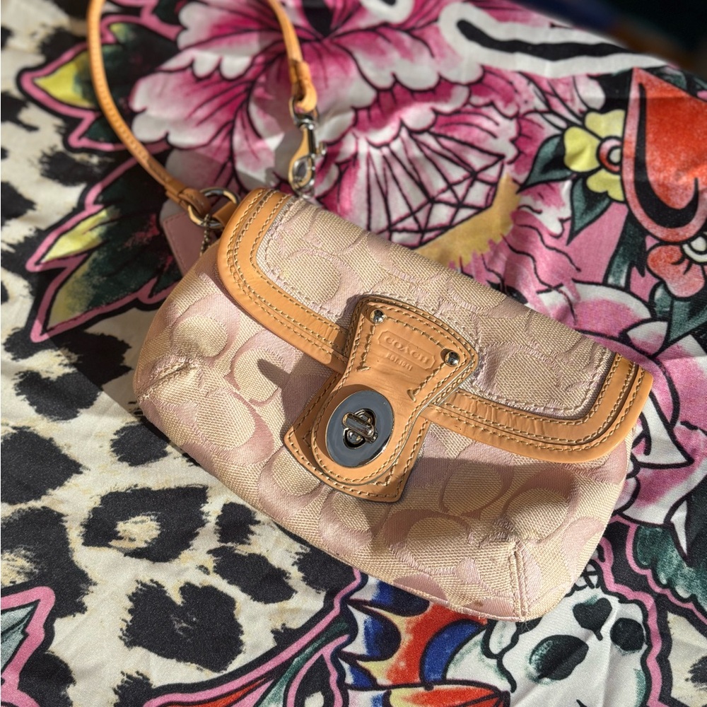 Coach Blush and Tan Clutch